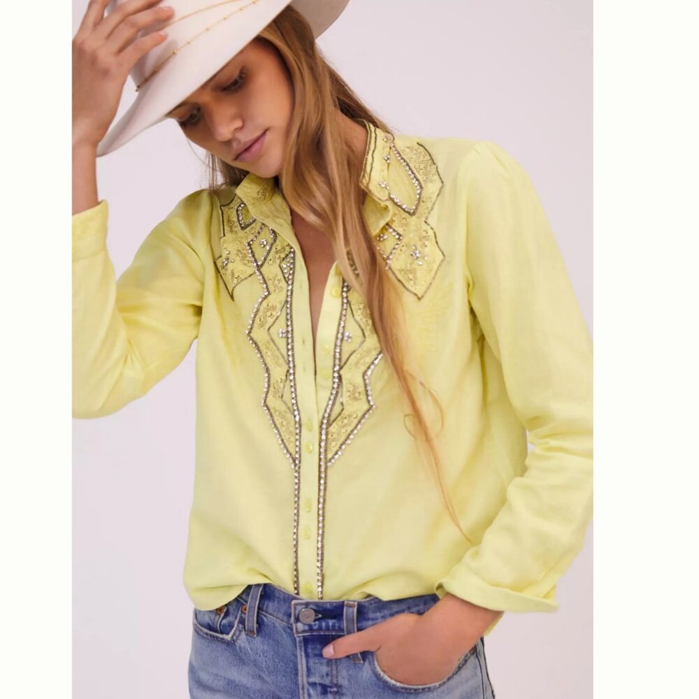 Anthropologie Pilcro Nayeli Beaded Buttondown